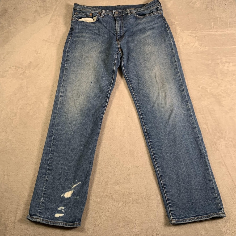 Levis 541 Jeans Mens 35x32 Blue Athletic Fit Stretch Denim Distressed Paint